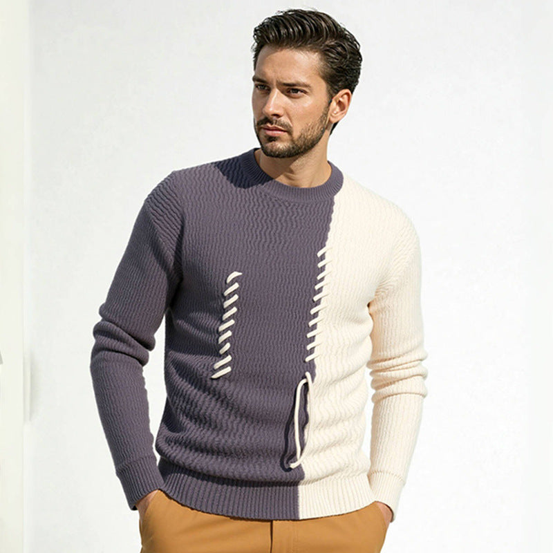 Herren modischer Pullover mit strukturiertem Design und einzigartigen Knotendetails Drune
