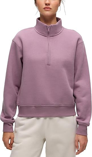 Damen sportlicher Fleece-Pullover mit Stehkragen Drune