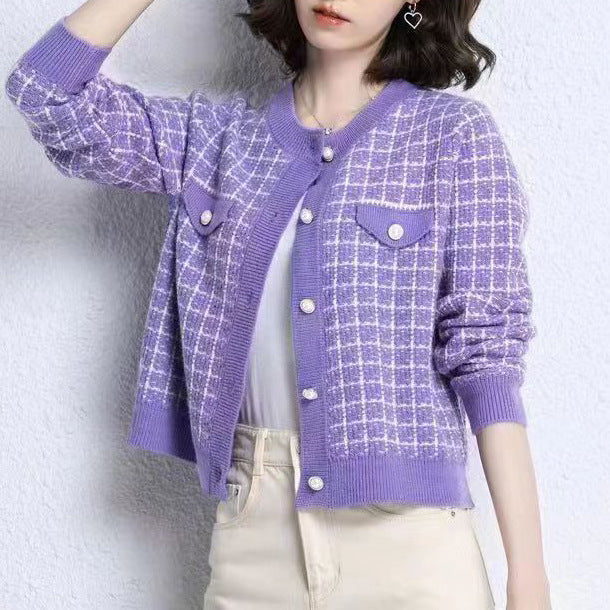 Damen Strickjacke mit strukturiertem Design und Perlknöpfen Drune