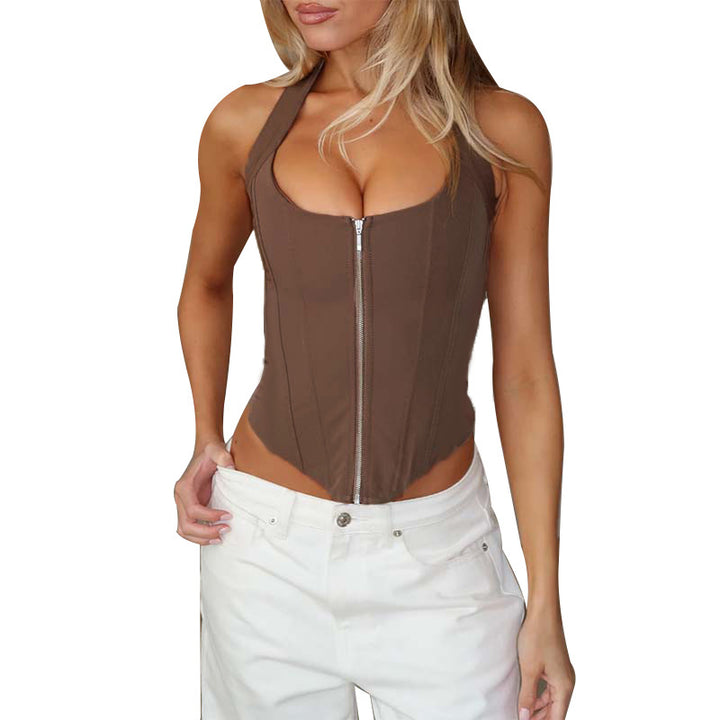 Damen Crop Top mit Reißverschluss Drune