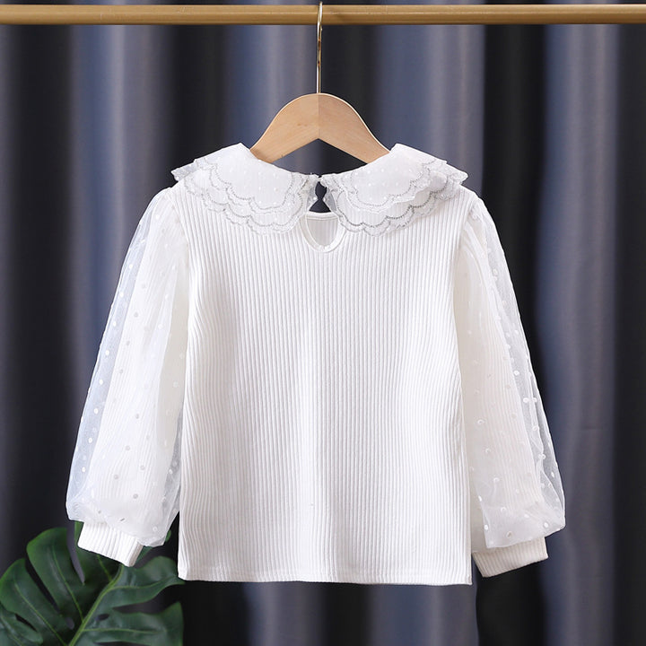 Damen gemütliches Sweatshirt mit transparenten Puffärmeln Drune