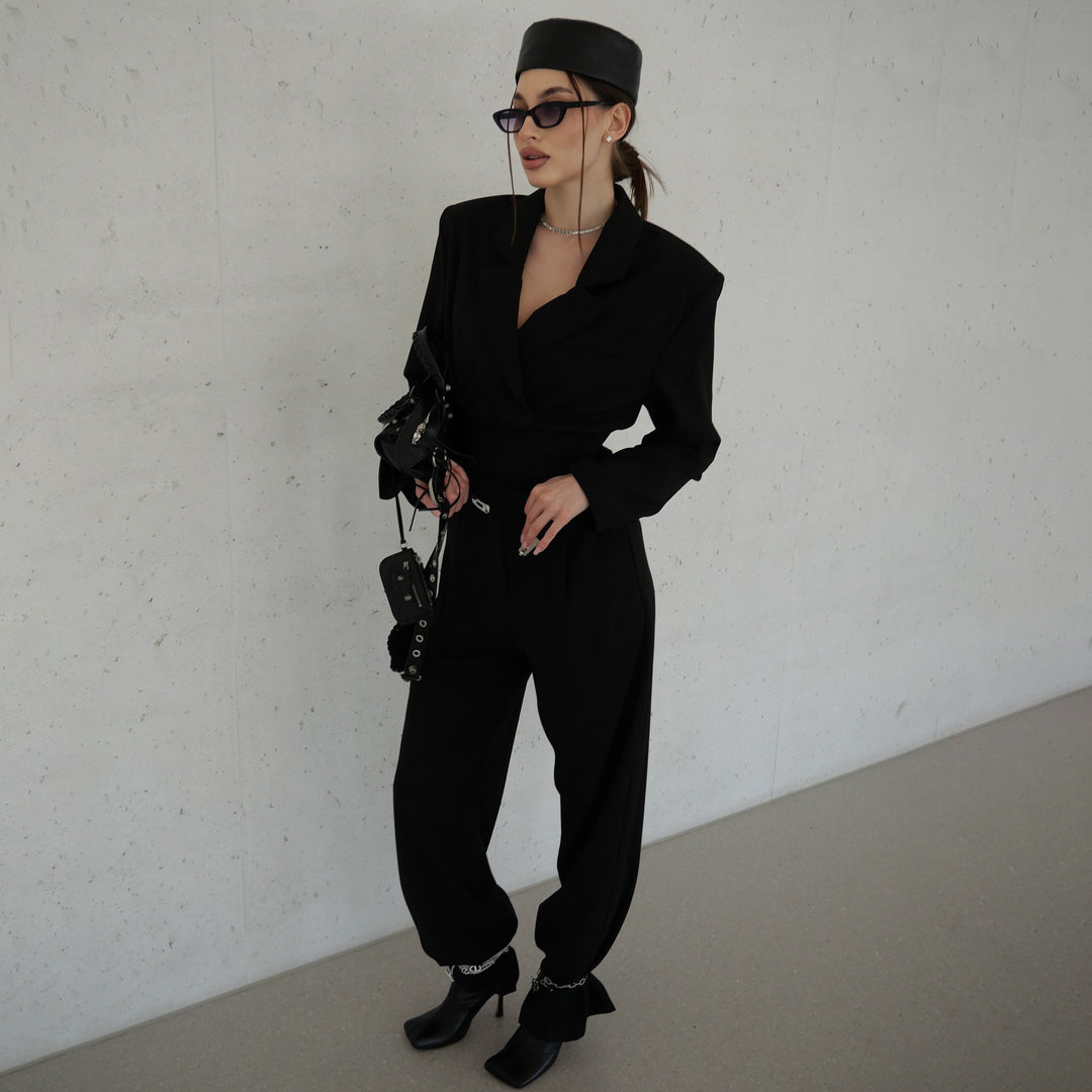 Damen Eleganter Jumpsuit mit figurbetontem Schnitt und modischen Details Drune