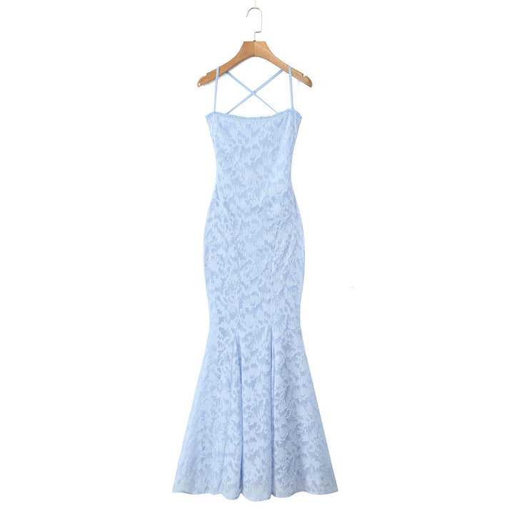 Damen elegantes Abendkleid mit floralem Spitzenmuster Drune