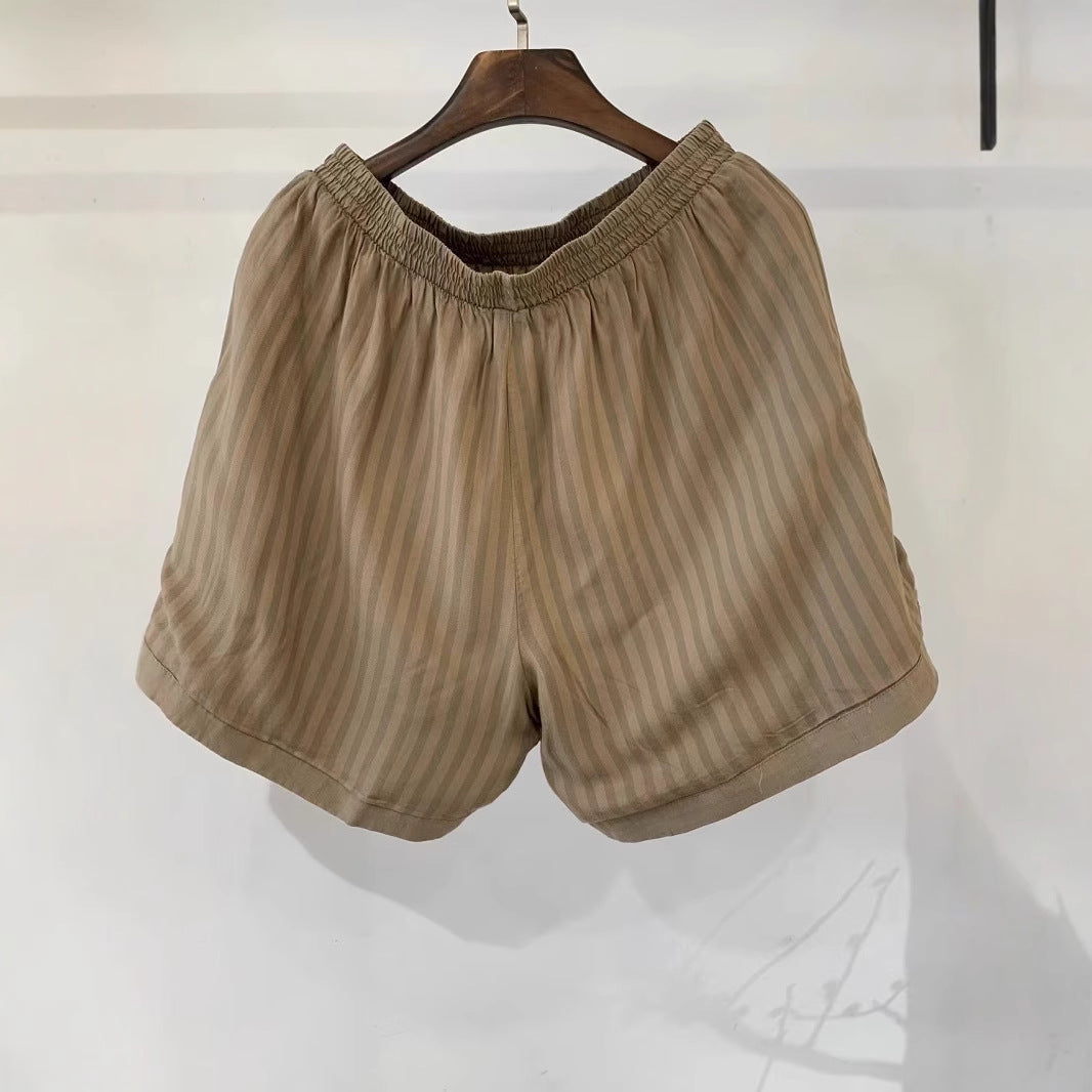 Damen Leichte Hoch-taillierte Leinen Shorts Drune