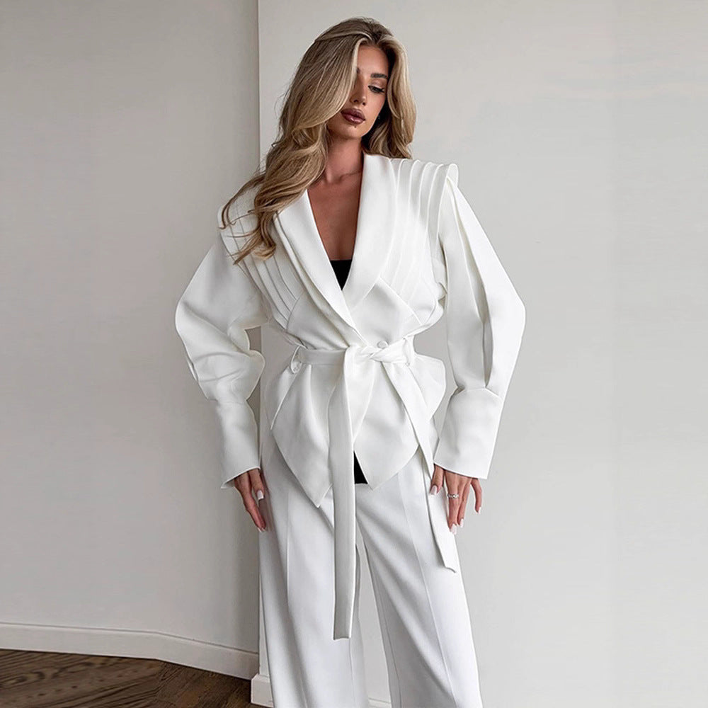 Damen Eleganter Blazer mit strukturierten Ärmeln Drune