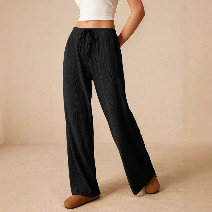 Damen weite Strickhose mit verstellbarem Bund und seitlichen Taschen Drune