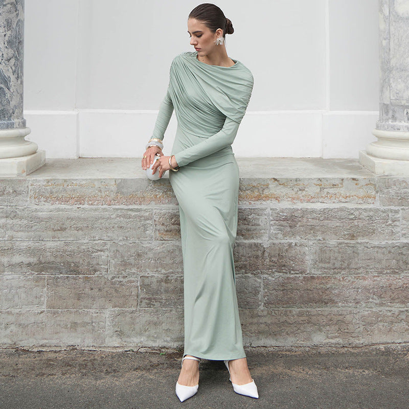 Damen Elegantes Wickelkleid mit asymmetrischem Rückenausschnitt Drune