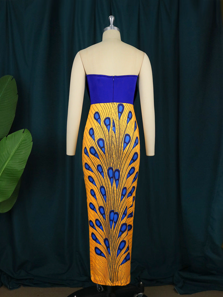 Damen figurbetontes Kleid mit extravaganten Muster Drune