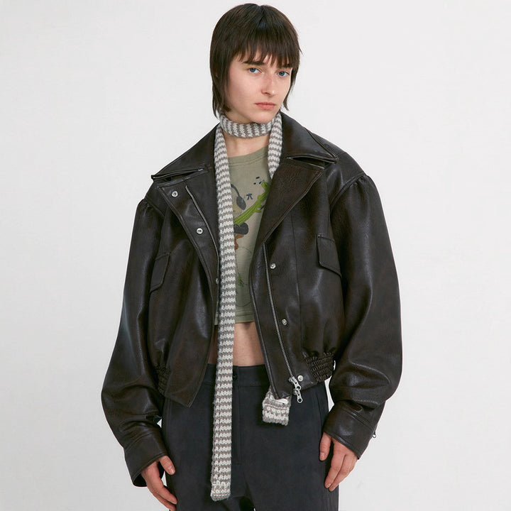 Damen Lederjacke im oversized Schnitt mit praktischen Taschen Drune