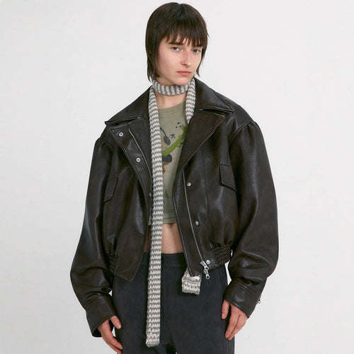 Damen Lederjacke im oversized Schnitt mit praktischen Taschen Drune