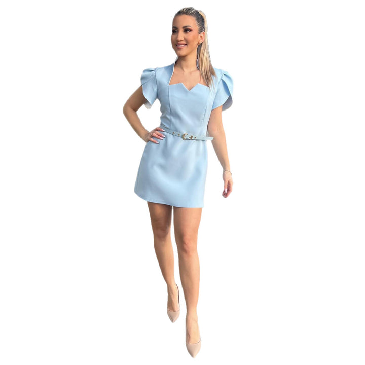 Damen Minikleid mit elegantem Herz-Ausschnitt und voluminösen Puffärmeln Drune