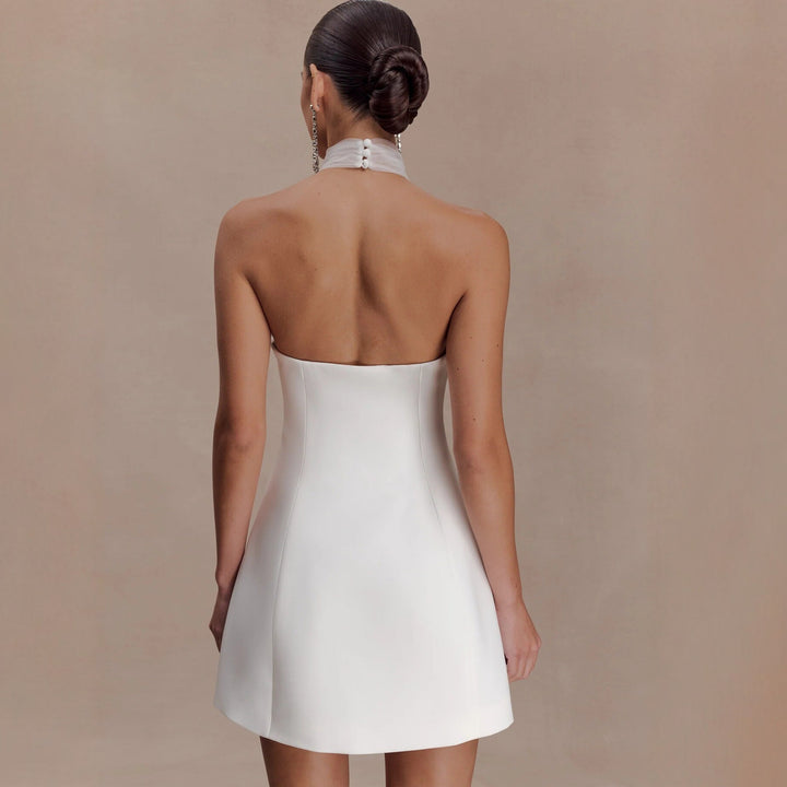 Damen Elegantes Minikleid mit Chiffon-Halsdetail und figurbetontem Schnitt Drune