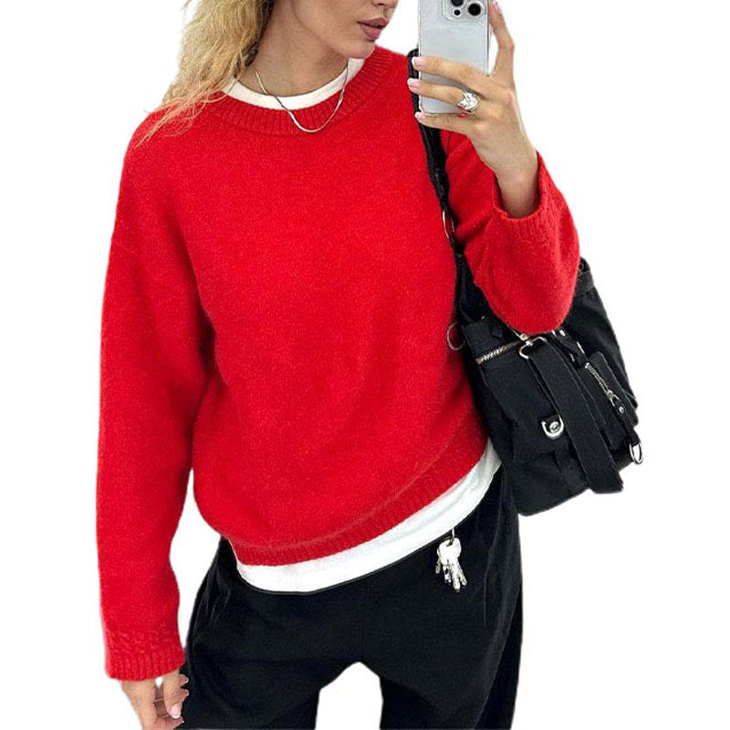 Damen entspannter Strickpullover mit lässigem Schnitt und weichen Materialien Drune