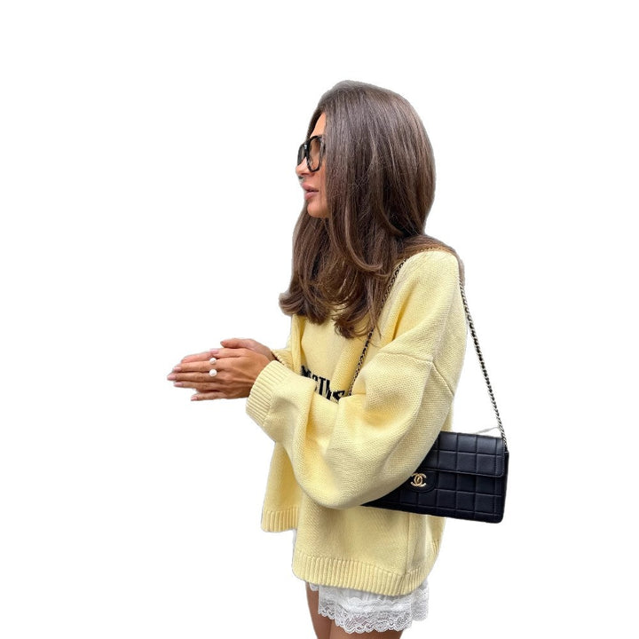 Damen gemusterter Strickpullover mit oversized Schnitt und eleganter Silhouette Drune
