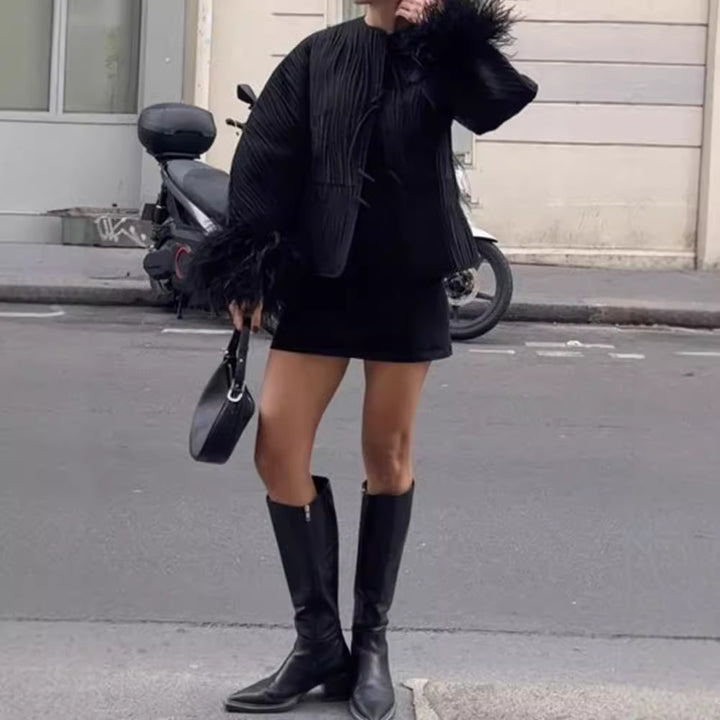 Damen Jacke mit Volantdetails und plissierter Struktur Drune