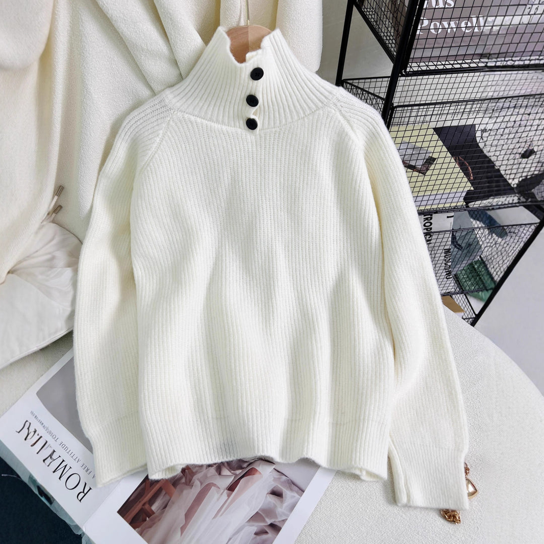 Damen warmer Rollkragenpullover aus weichem Strickmaterial Drune