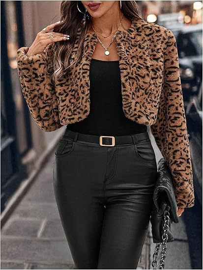 Damen modische Leopardenmuster Fleecejacke Drune