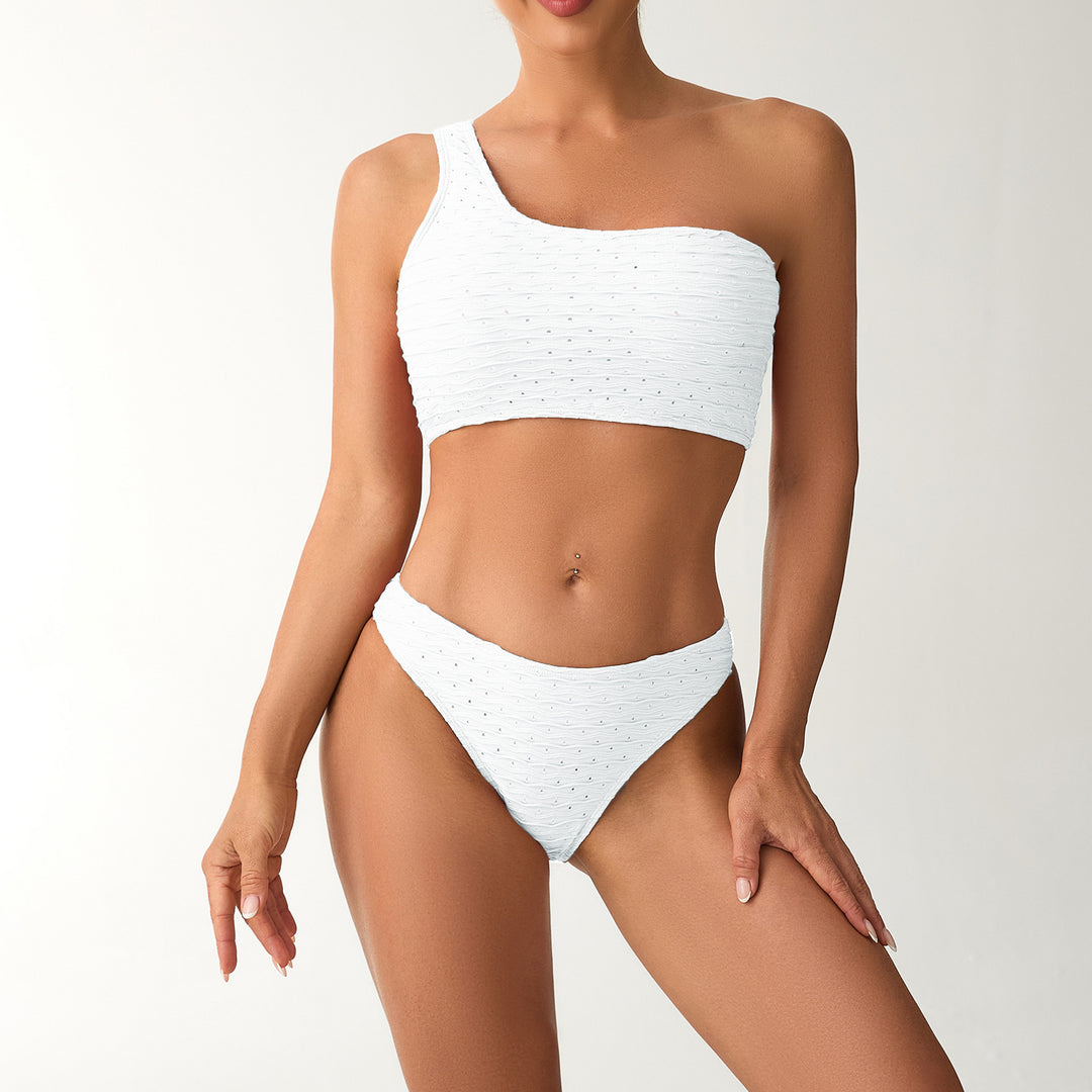 Damen asymmetrisches Bikiniset mit strukturierter Oberfläche Drune