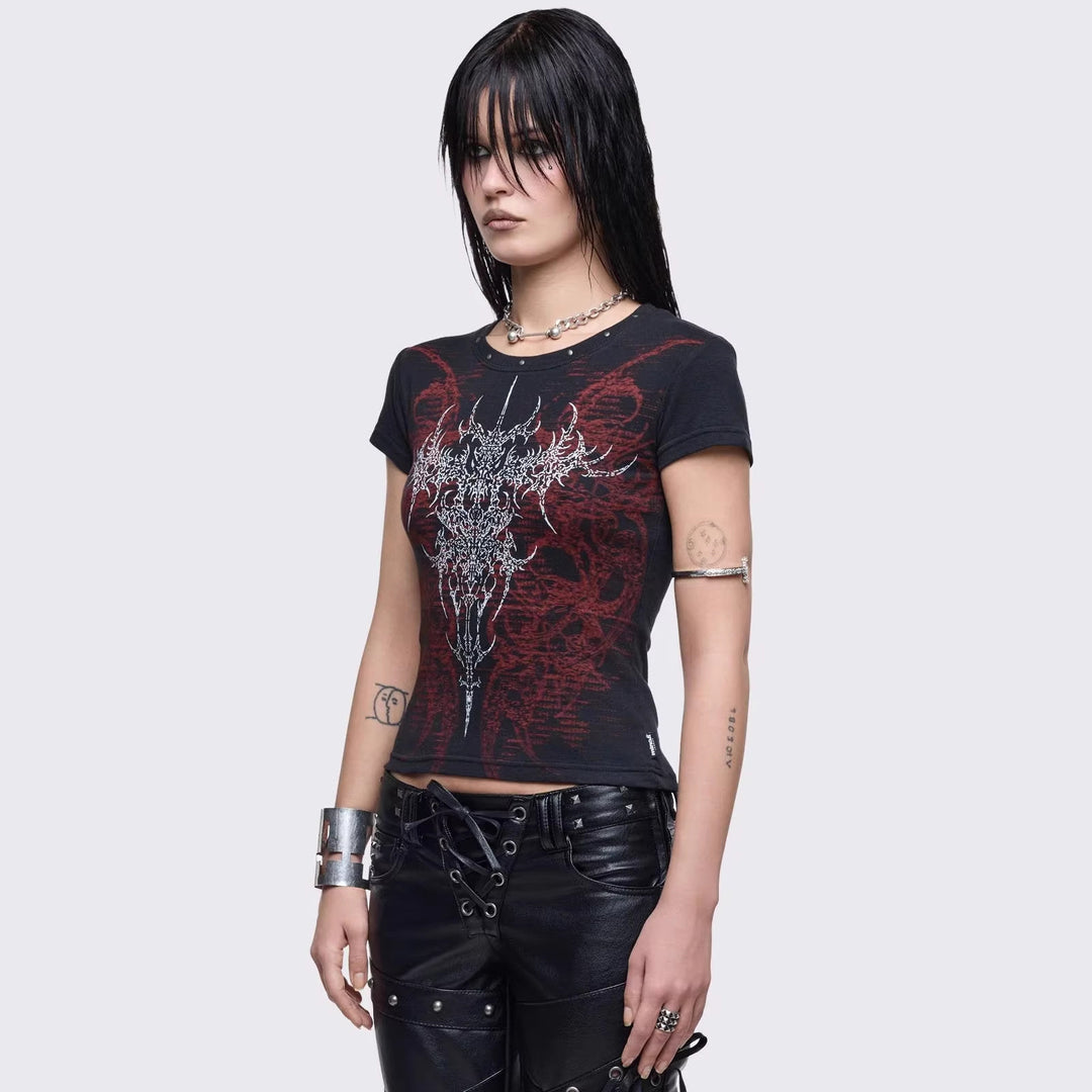 Damen Grafik-Print T-Shirt mit einzigartigem Design Drune