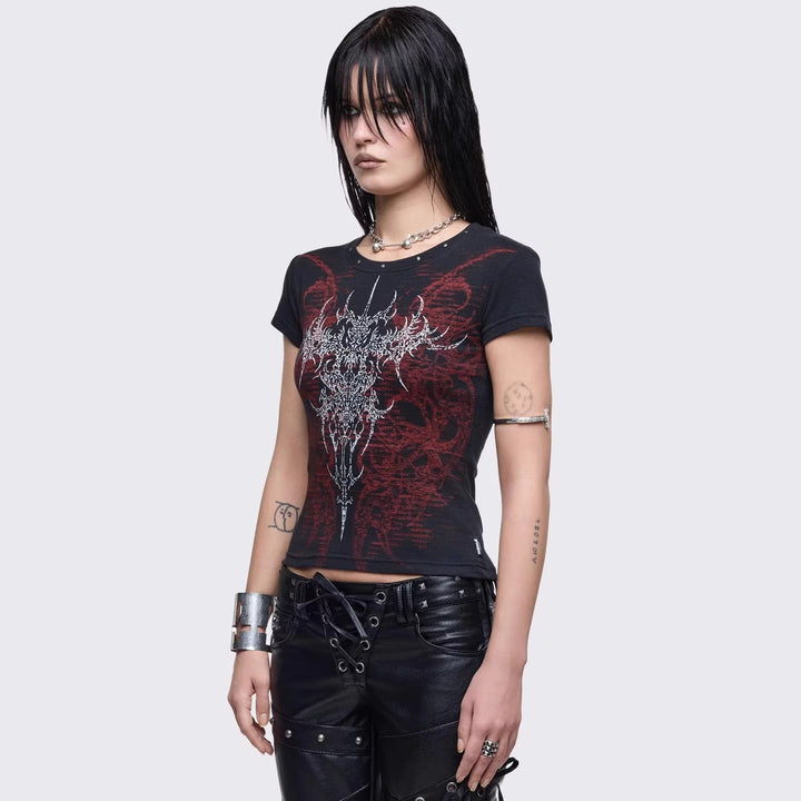Damen Grafik-Print T-Shirt mit einzigartigem Design Drune