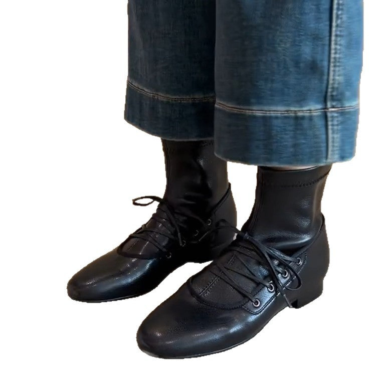 Damen zeitlose Ankle Boots mit hohem Schaft und eleganter Schnürung Drune