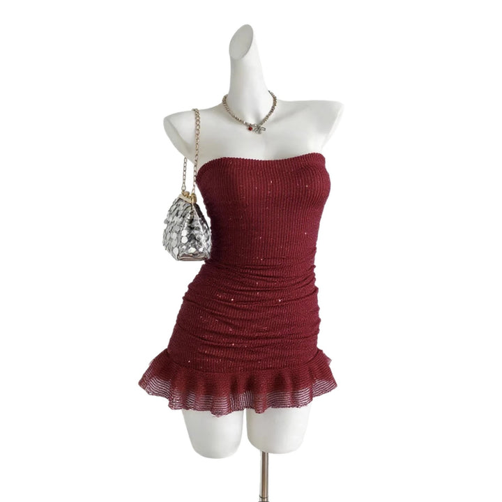 Damen Glamouröses Pailletten Kleid Drune