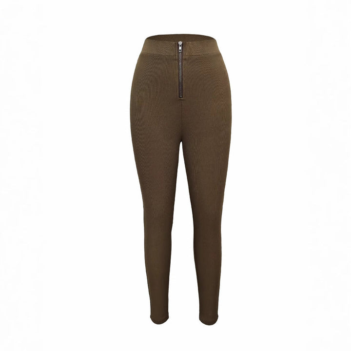 Drune | High-Waist Leggings mit strukturiertem Design und dekorativem Reißverschluss