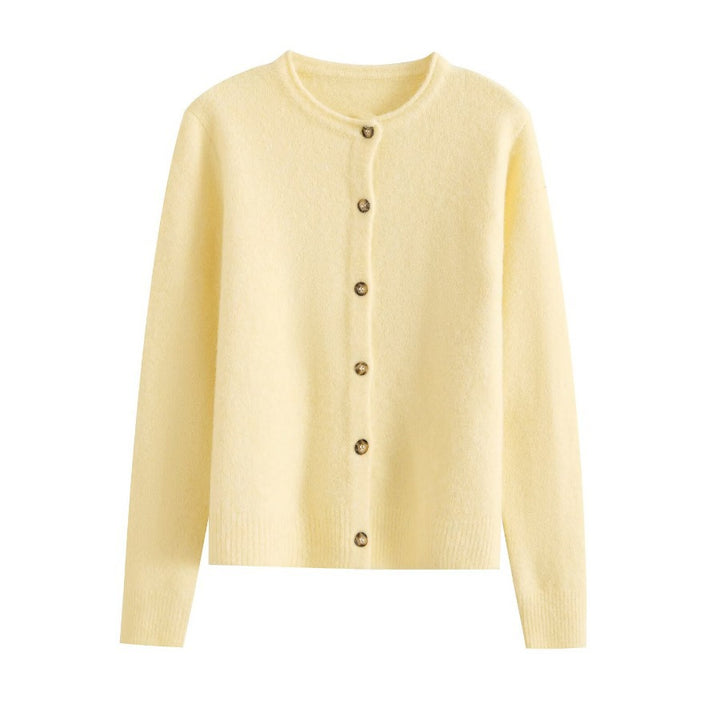 Damen kuschelige Strickjacke mit Knopfdetails Drune
