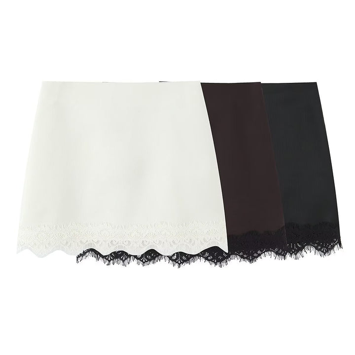 Damenrock mit elegantem Spitzenabschluss und figurbetontem Schnitt Drune