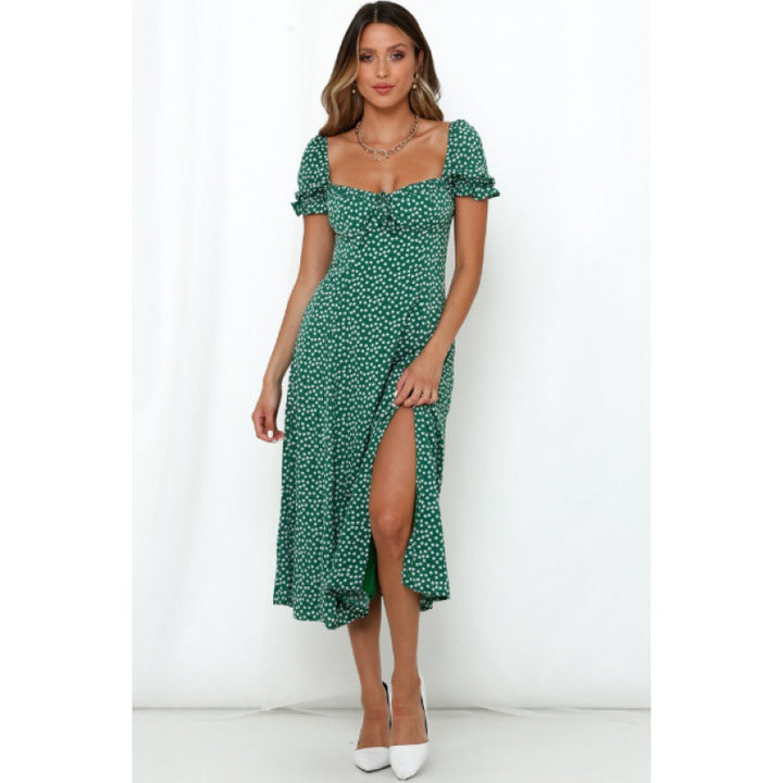 Damen Midi-Kleid mit seitlichem Schlitz und romantischem Blumenmuster Drune