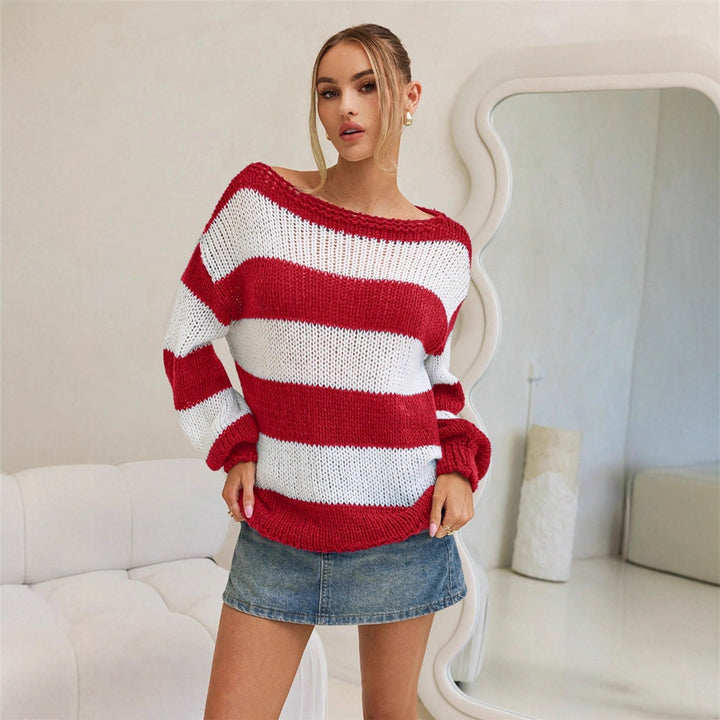 Damen Oversized Strickpullover mit maritimen Streifen Drune
