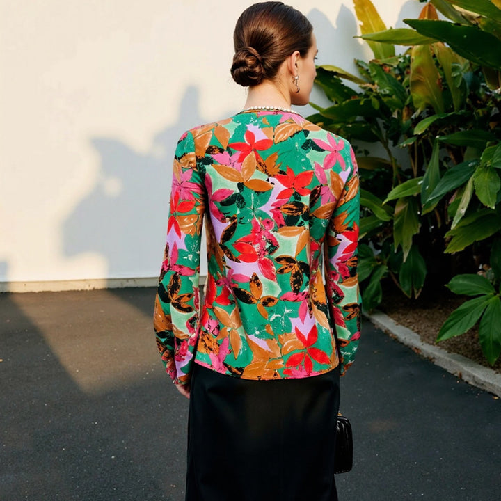 Damen Bluse mit floralem Muster und weich fließendem Stoff Drune