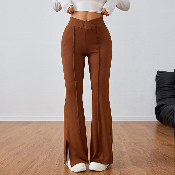 Damen elegante Flared-Hose mit seitlichen Schlitzdetails Drune