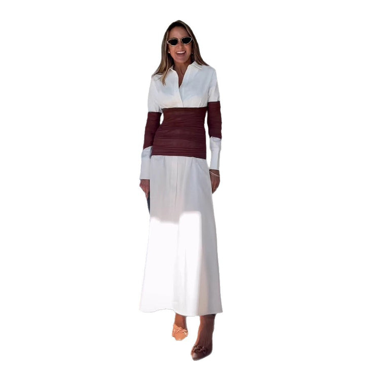 Damen Maxikleid mit innovativem Wickeldesign und modernen Kontrastdetails Drune