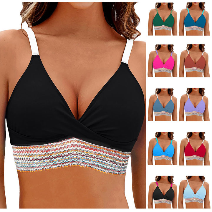 Damen Wickel-Bikini-Oberteil mit modischem Muster Drune