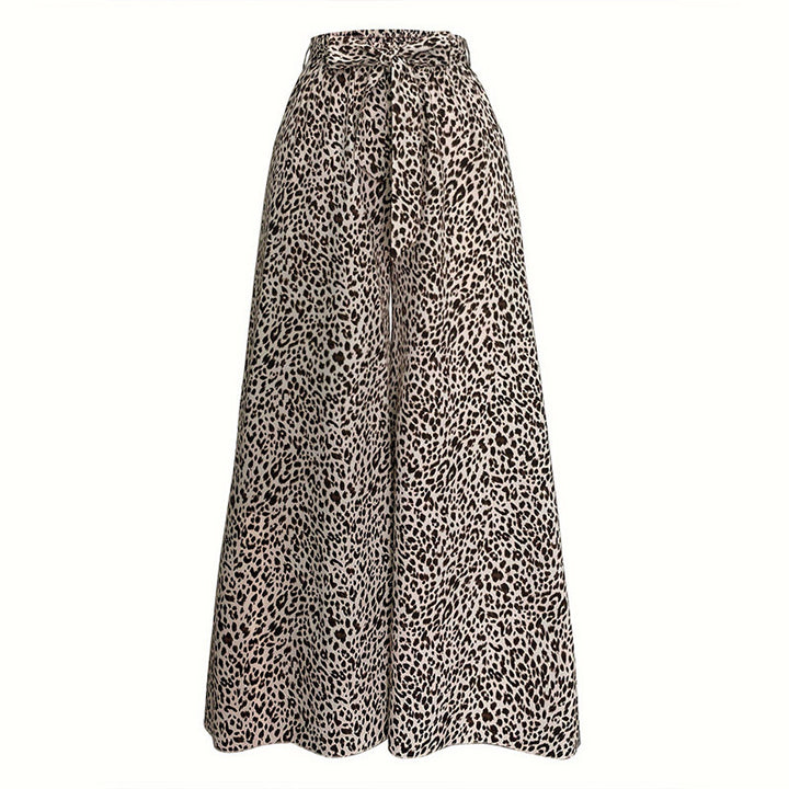 Damen weite Palazzo-Hose mit stylishm Leopardenmuster Drune