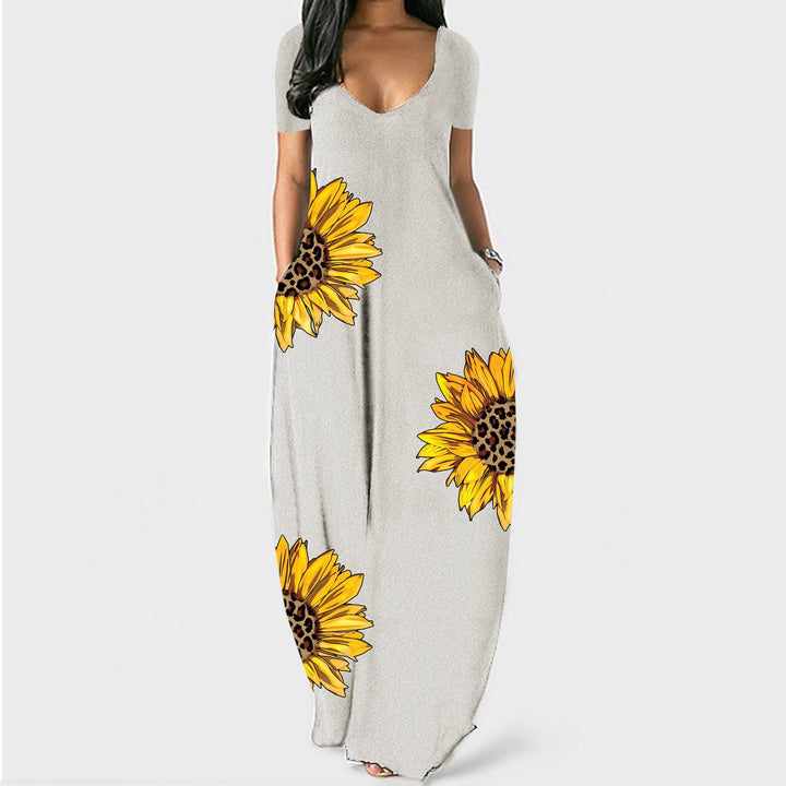 Damen Maxikleid mit floralen Akzenten und praktischen Taschen Drune