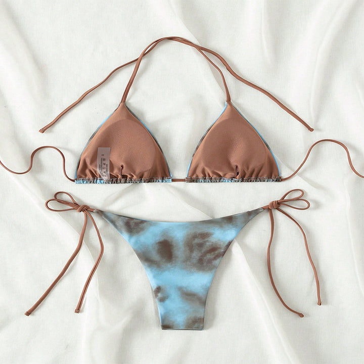 Damen Triangel-Bikini-Set mit verstellbaren Bindebändern Drune