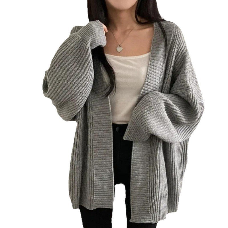 Damen Übergröße Strickjacke mit weit geschnittenen Ärmeln und strukturierter Textur Drune