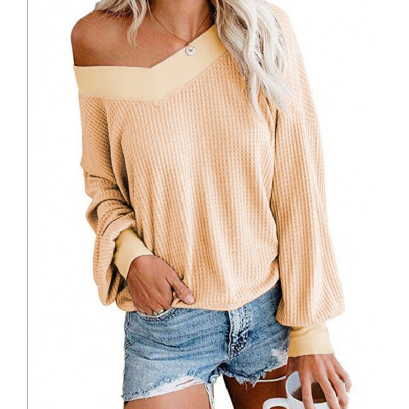 Damen Off-Shoulder Strickpullover mit voluminösen Ärmeln Drune