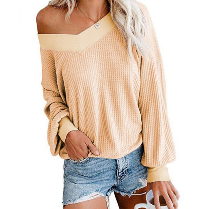 Damen Off-Shoulder Strickpullover mit voluminösen Ärmeln Drune