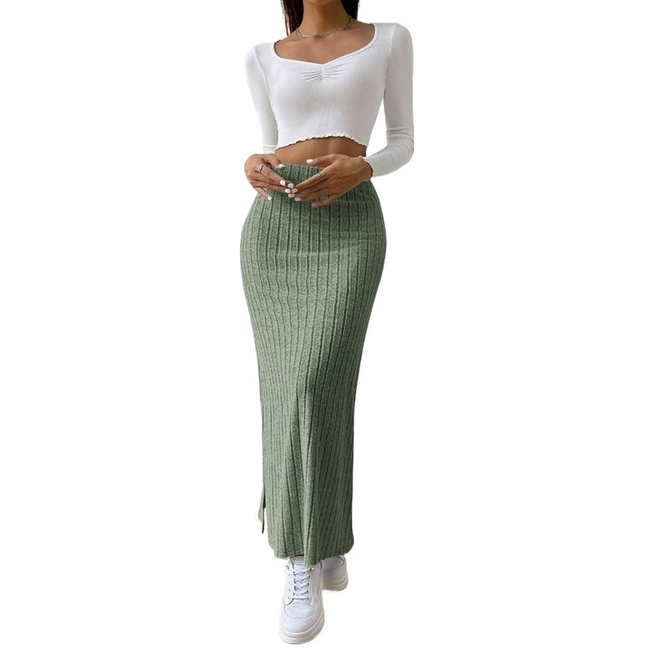 Damen Maxirock mit elegantem Rippendesign und seitlichem Schlitz Drune