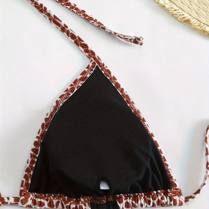 Damen Triangel-Bikini mit stilvollem Giraffenmuster Drune