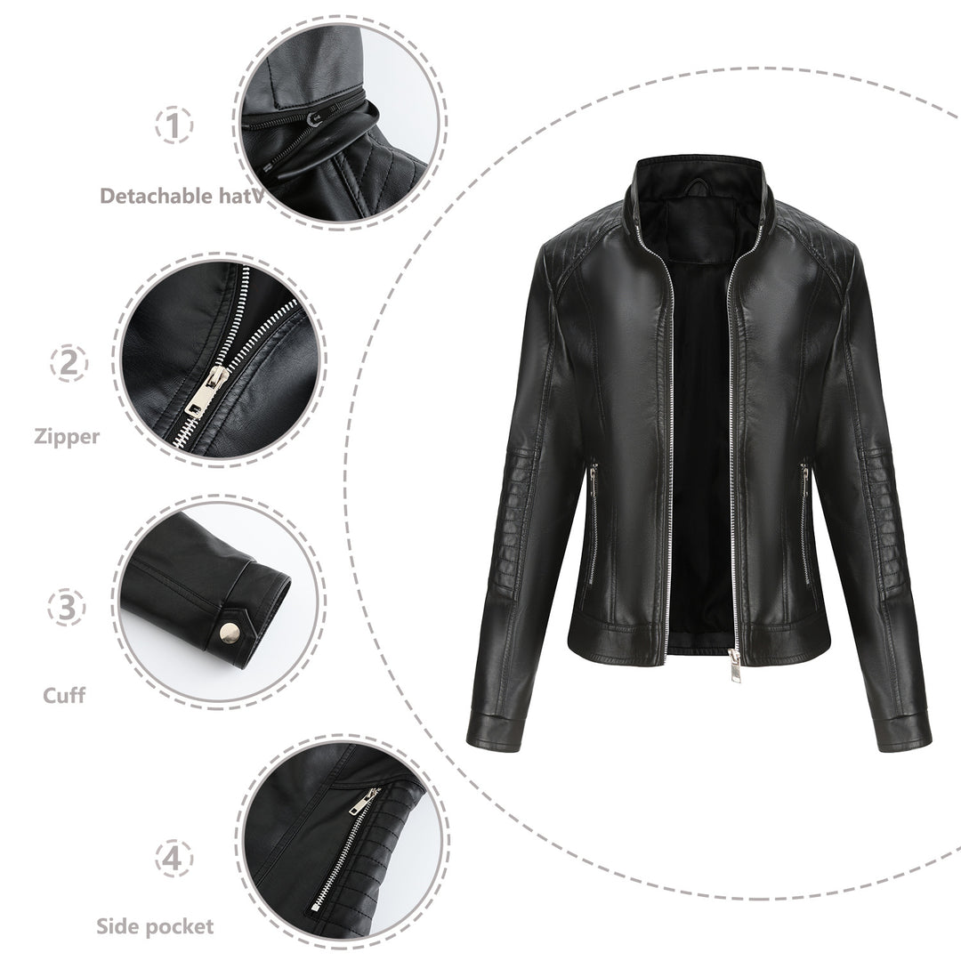 Damen Kapuzenjacke aus hochwertigem Kunstleder Drune