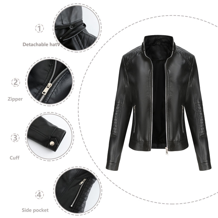Damen Kapuzenjacke aus hochwertigem Kunstleder Drune