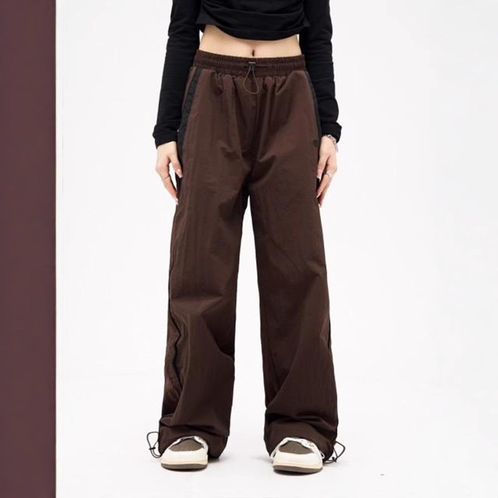 Damen nan weite Trackhose mit Kontrastpaspel, elastischem Bund und Oversize-Schnitt Drune