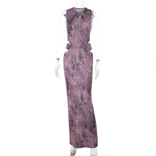 Damen Fließendes Maxikleid mit asymmetrischem Ausschnitt und Taillengürtel Drune