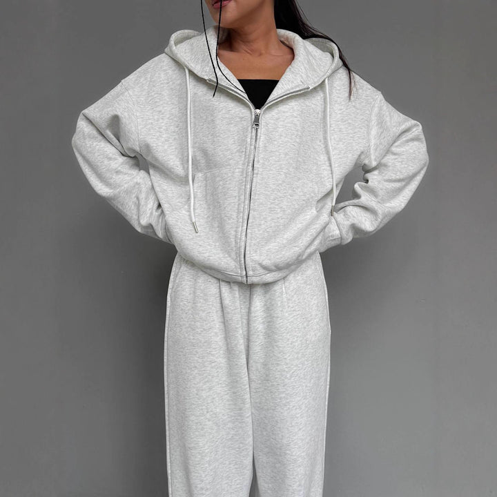 Damen lässiger Hoodie-Jumpsuit mit praktischem Reißverschluss Drune