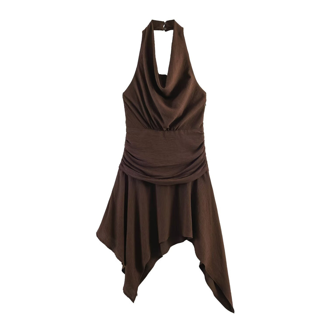 Damen asymmetrisches Kleid mit eleganter Drapierung Drune