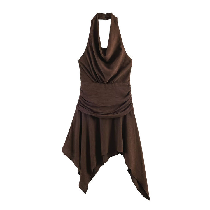 Damen asymmetrisches Kleid mit eleganter Drapierung Drune